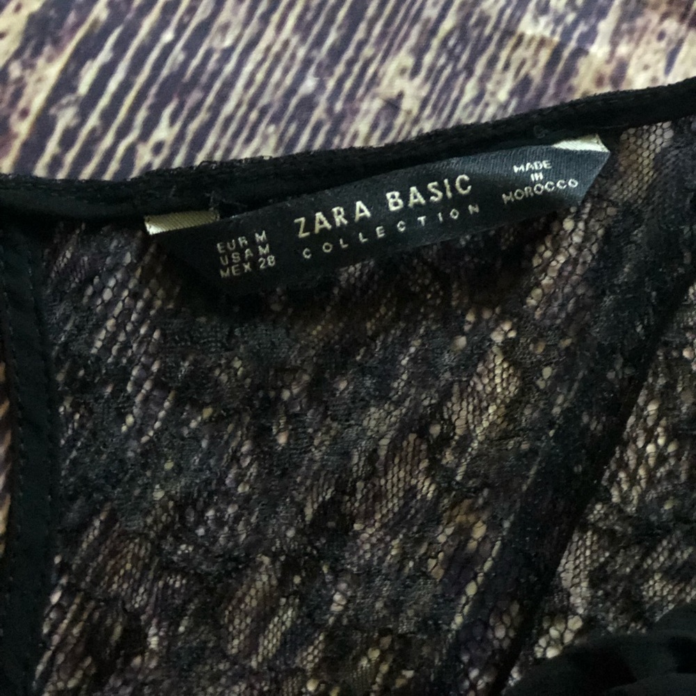 🌀Zara Basic | Cropped Ruched Lace Top - Picture 4 of 7